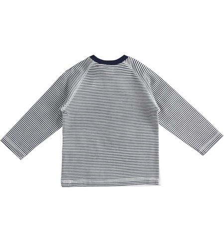 100% cotton crewneck with dog and striped sleeves for baby boy 0 to 18 months iDO NAVY-3854