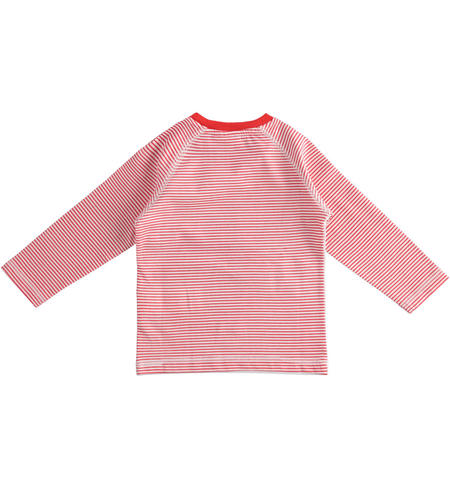 100% cotton crewneck with dog and striped sleeves for baby boy 0 to 18 months iDO ROSSO-2235