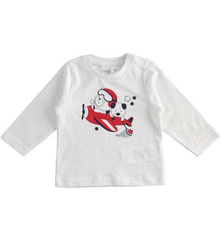100% cotton crewneck with nice print for baby boy 0 to 18 months iDO BIANCO-ROSSO-8025