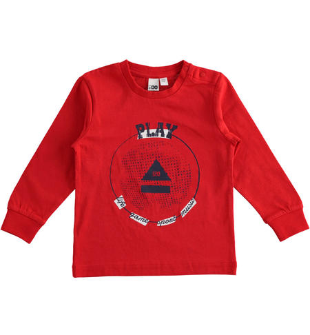 100% cotton sport print crewneck for boy 6 months to 7 years iDO ROSSO-2256