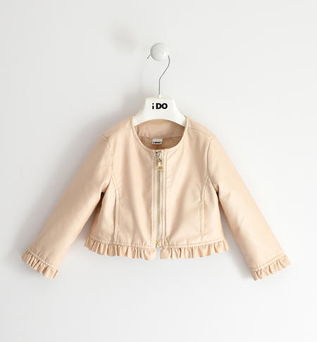 Little girl jacket in shiny fabric from 6 months to 8 years old BEIGE-0157