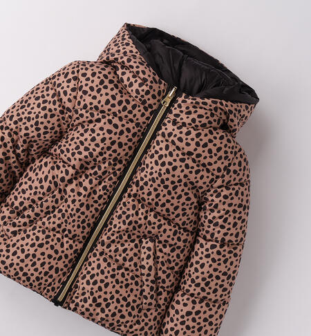 Reversible girls` jacket BEIGE-NERO-6BUA