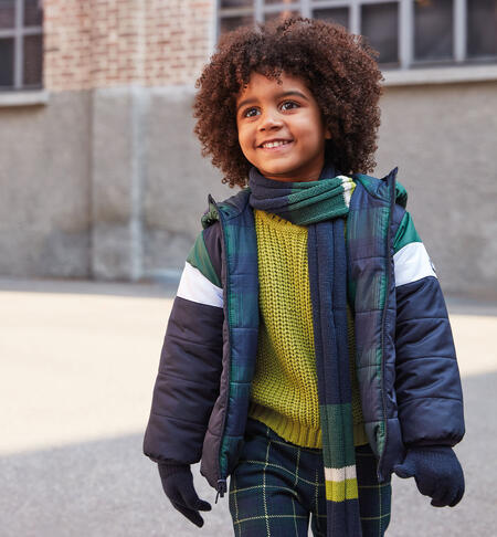 Boys' blue and green jacket BLUE