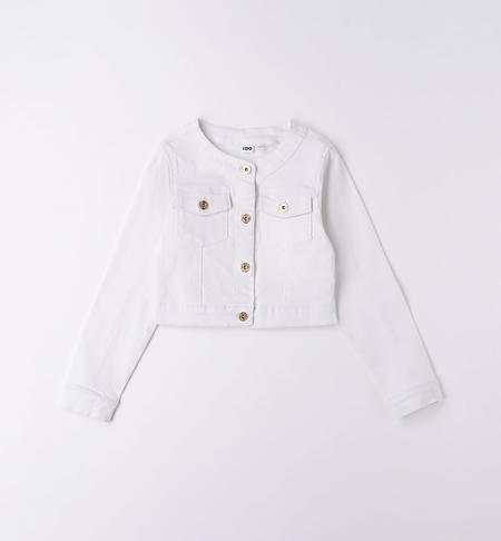 iDO white cotton jacket for girls from 8 to 16 years BIANCO-0113