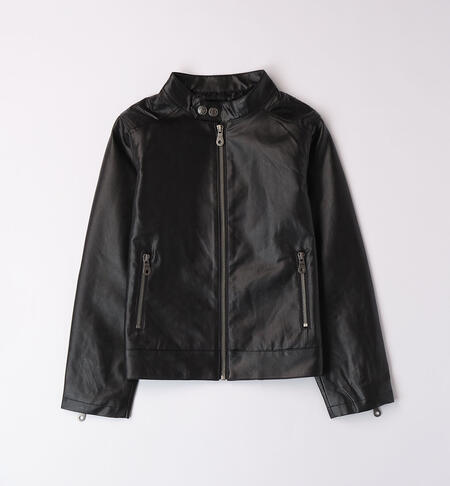 Boys' biker jacket BLACK