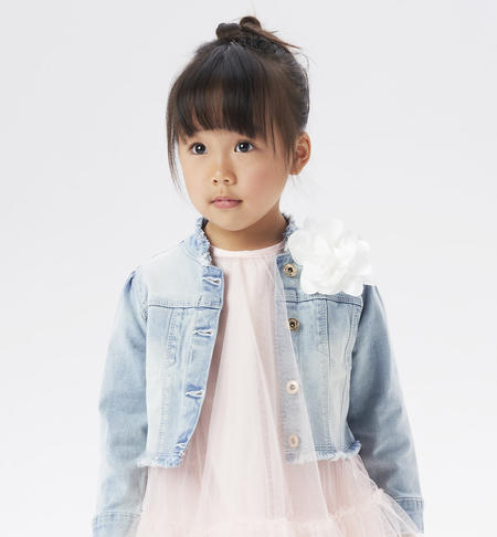 Girl's denim jacket with flower BLUE