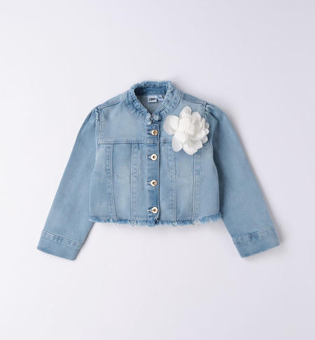 Giubbotto jeans bambina con fiore da 9 mesi a 8 anni iDO LAVATO CHIARISSIMO-7300