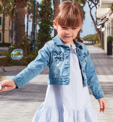 iDO denim jacket for girls from 9 months to 8 years STONE BLEACH-7350