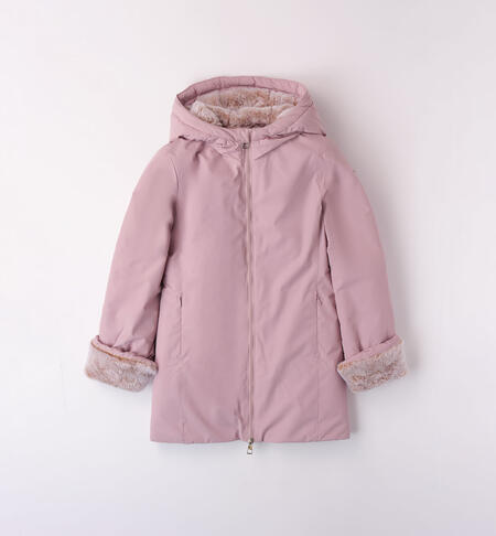 iDO hooded jacket for girls from 8 to 16 years LT. MAUVE-3014