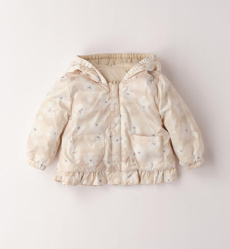 Reversible jacket for newborn girls BEIGE-0151