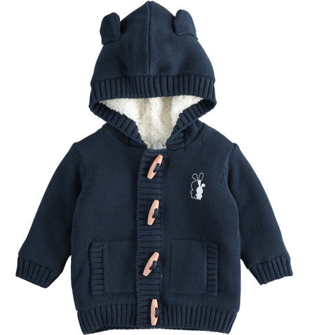 Baby sweater with hood from 1 to 24 months iDO NAVY-3885