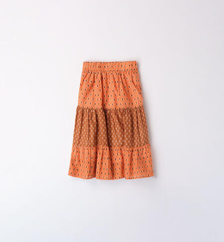 Girl's 100% cotton skirt ARANCIO-TABACCO-6ALH
