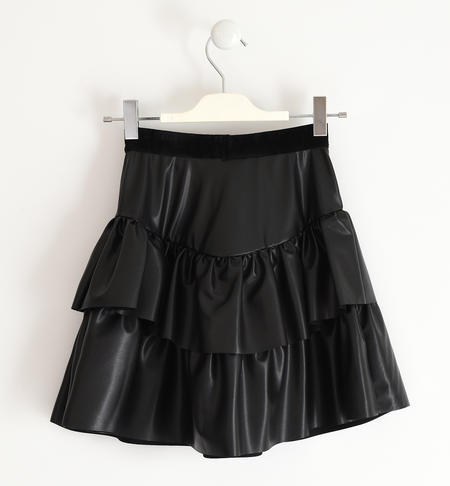 Little girl skirt in shiny fabric from 8 to 16 years old iDO NERO-0658
