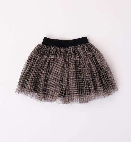 iDO houndstooth tulle skirt for girls from 9 months to 8 years BEIGE-NERO-6K29