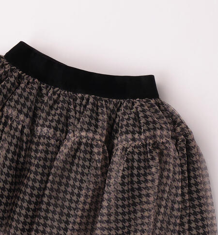 iDO houndstooth tulle skirt for girls from 9 months to 8 years BEIGE-NERO-6K29