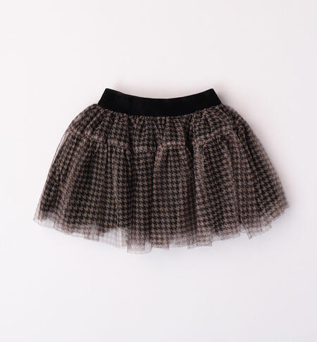 iDO houndstooth tulle skirt for girls from 9 months to 8 years BEIGE-NERO-6K29