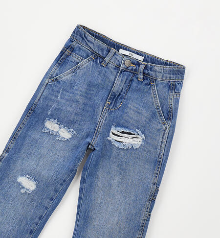 Jeans 100% cotone ragazzo STONE WASHED CHIARO-7400