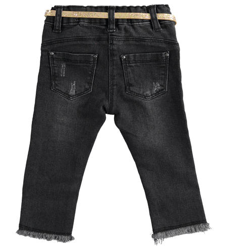 Jeans with belt for girls from 9 months to 8 years iDO GRIGIO SCURO-7993