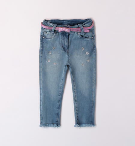 iDO jeans with belt for girls aged 9 months to 8 years STONE BLEACH-7350