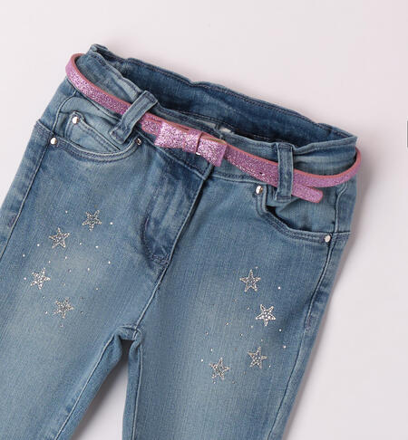 iDO jeans with belt for girls aged 9 months to 8 years STONE BLEACH-7350