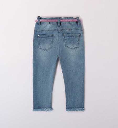 iDO jeans with belt for girls aged 9 months to 8 years STONE BLEACH-7350