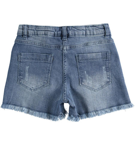 iDO high-waisted denim shorts for girls from 8 to 16 years old STONE BLEACH-7350