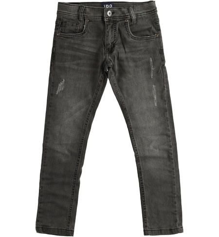 iDO stretch yarn died denim trousers five-pockets model for boys from 8 to 16 years old GRIGIO CHIARO-7992
