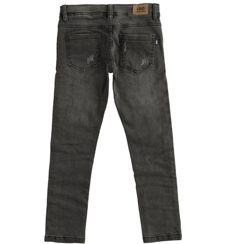 iDO stretch yarn died denim trousers five-pockets model for boys from 8 to 16 years old GRIGIO CHIARO-7992