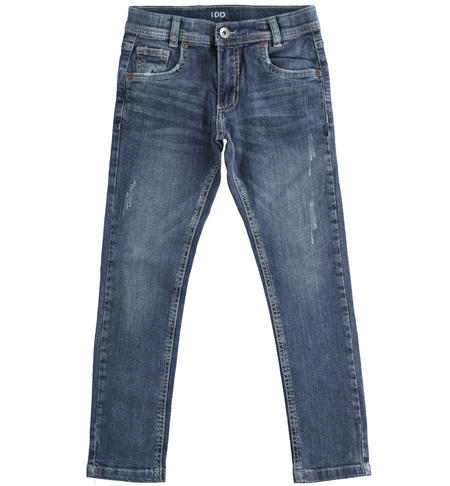 iDO stretch yarn died denim trousers five-pockets model for boys from 8 to 16 years old STONE WASHED-7450