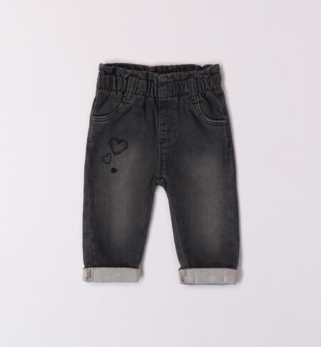 iDO heart jeans for baby girls from 1 to 24 months GRIGIO CHIARO-7992