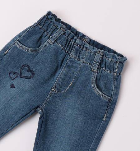iDO heart jeans for baby girls from 1 to 24 months STONE WASHED CHIARO-7400