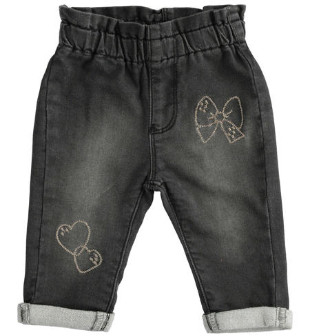 Jeans bimba vita arricciata NERO
