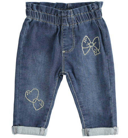 Girl's gathered waist jeans from 1 to 24 months iDO STONE WASHED-7450