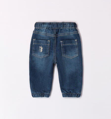 iDO jeans with an elasticated waistband for baby boys from 1 to 24 months STONE WASHED-7450