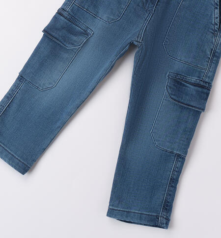 Girls' cargo jeans  STONE WASHED CHIARO-7400