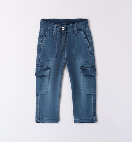 Jeans cargo bambina  STONE WASHED CHIARO-7400