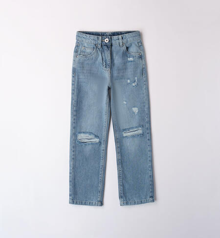 Girl's jeans with rips BLUE