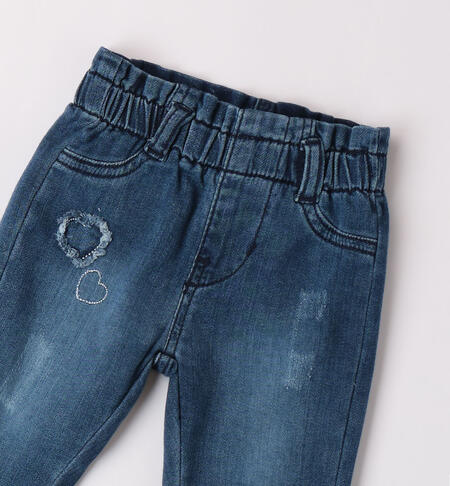 Jeans cuori per bimba STONE WASHED CHIARO-7400