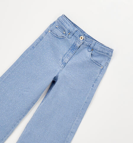 Girls' jeans with rhinestones BLU CHIARO LAVATO-7310