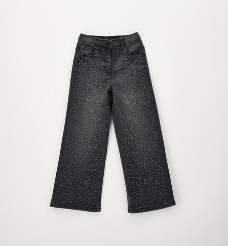 Girls' jeans with rhinestones BLACK
