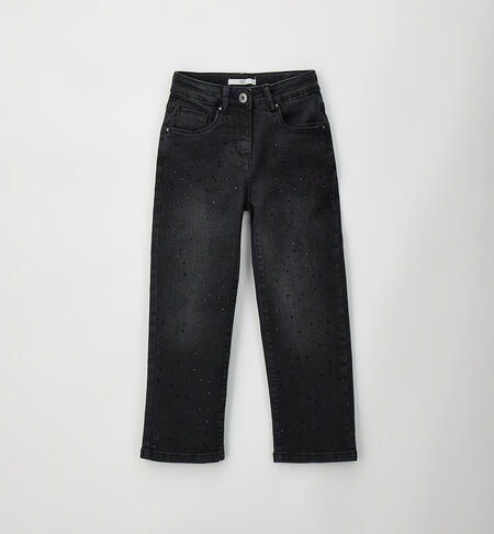 Jeans ragazza con strass NERO-7990