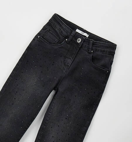 Jeans ragazza con strass NERO-7990