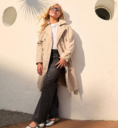 Girls' jeans with rhinestones BLACK