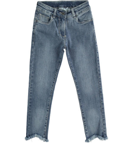 Girl's fringed jeans  from 8 to 16 years by iDO STONE BLEACH-7350