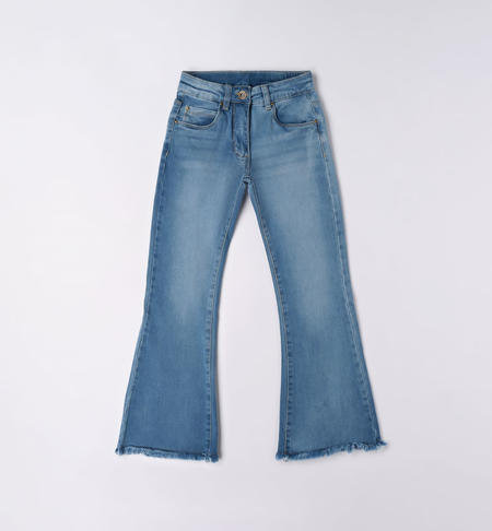 Girl's fringed jeans BLUE