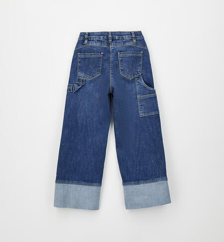 High-waisted jeans for girls STONE WASHED MEDIUM BLUE -7044