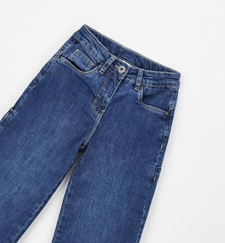 High-waisted jeans for girls STONE WASHED MEDIUM BLUE -7044