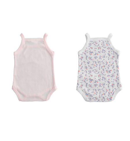 Kit of two underwear bodysuits for baby girl 100% cotton from 0 to 30 months iDO ROSA-2512