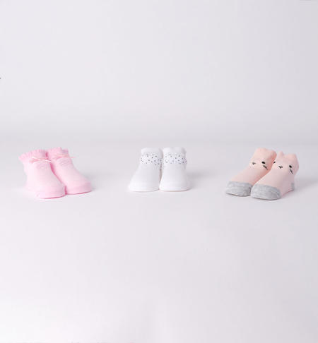 Kit tre calzine neonata ROSA