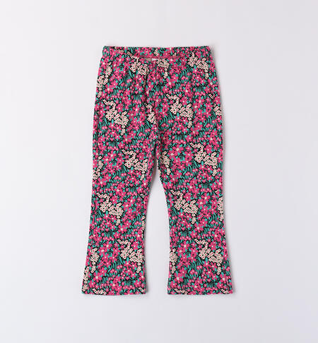 Girls' floral leggings BEIGE